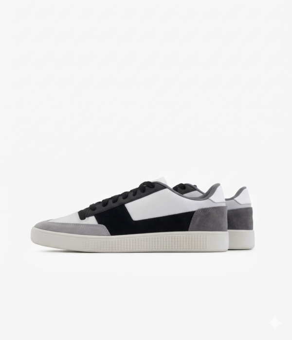 Retro Low-Top Street Sneakers Triple-Tone Grey & Black BIG5235